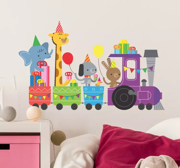 Adesivo per bambini treno animali - TenStickers