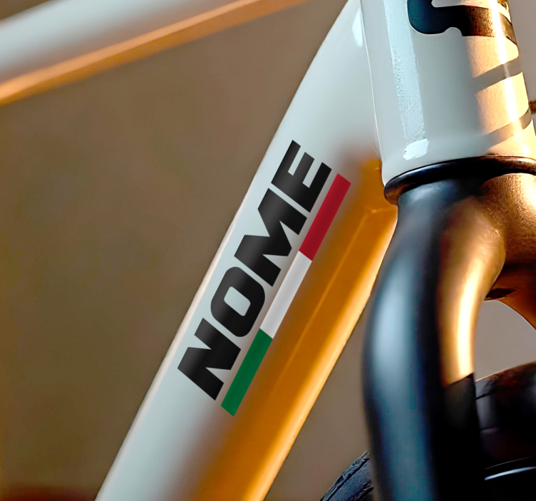 Adesivo bici nome con bandiera italiana - TenStickers