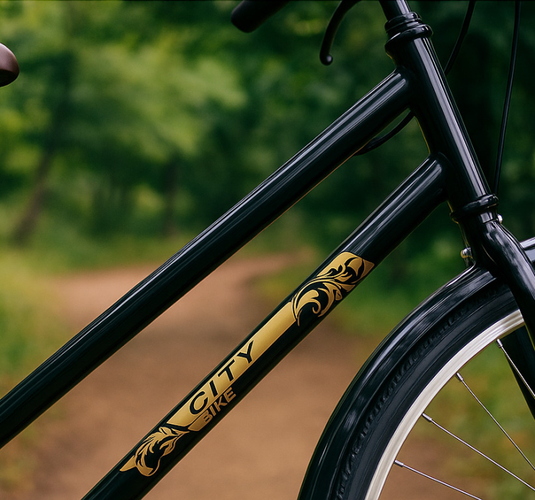 Adesivo per bici telaio nero e oro - TenStickers