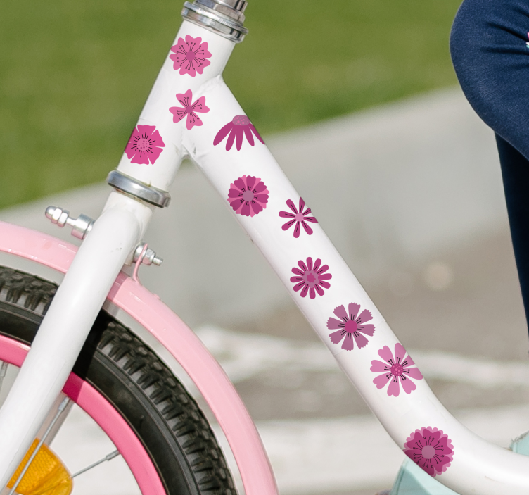 Adesivo per bici graziosi fiori rosa - TenStickers