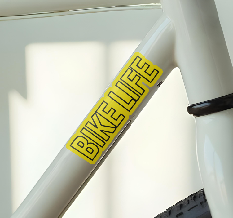 Adesivo per bici vita in bicicletta con sfondo giallo - TenStickers