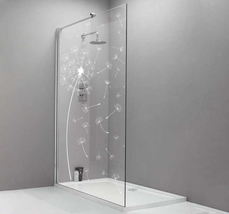 Adesivo per doccia Dente di leone monocolore che vola nel vento - TenStickers