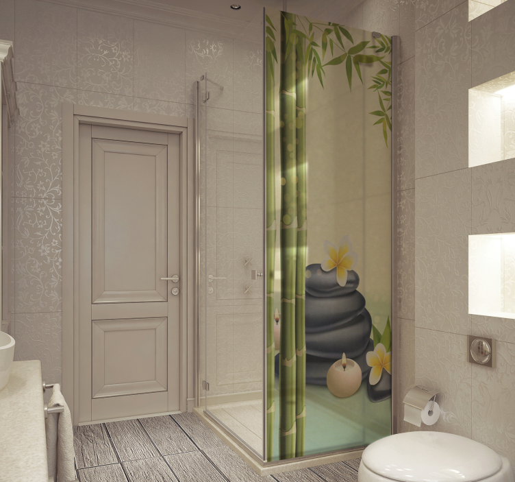 Adesivo per doccia pietre nere zen - TenStickers