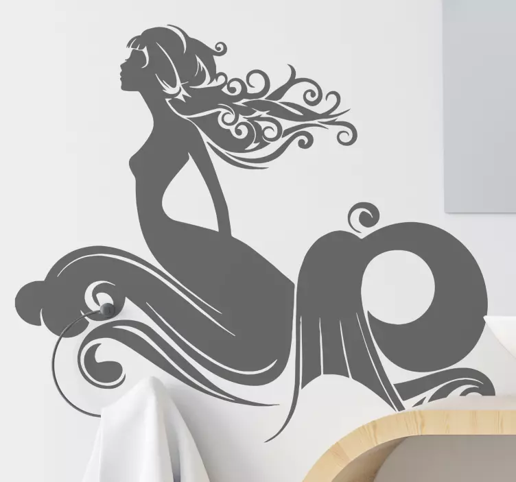 Adesivo per box doccia silhouette di sirena elegante - TenStickers