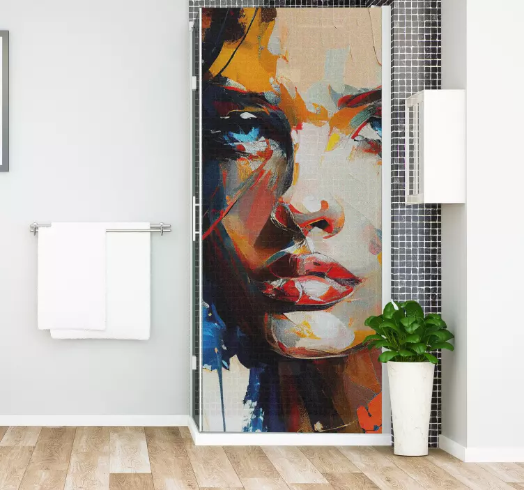 Adesivo per box doccia viso pittura colorata  - TenStickers