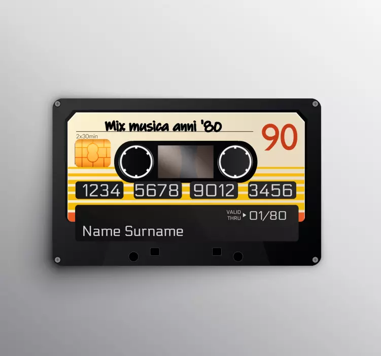 Adesivo carta di credito Cassetta mix totalmente anni '80 - TenStickers