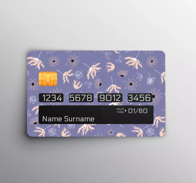 Adesivo carta di credito Disegno floreale astratto arancione e vi - TenStickers