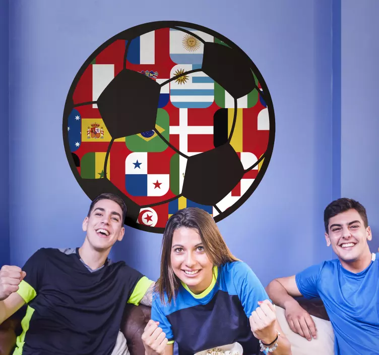 Adesivo murale forma di pallone e bandiere - TenStickers
