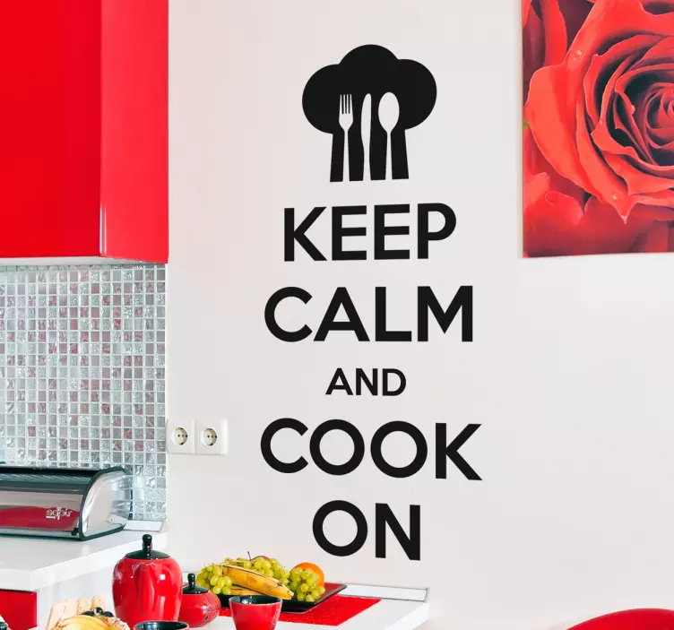 Adesivo per cucina keep calm cook on - TenStickers