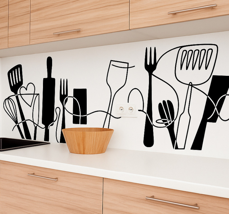 Adesivo per cucina utensili da cucina allineati - TenStickers
