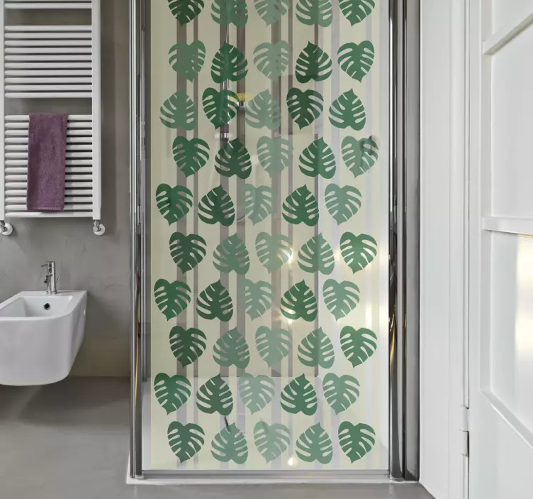 Adesivo per doccia traslucido Monstera - TenStickers