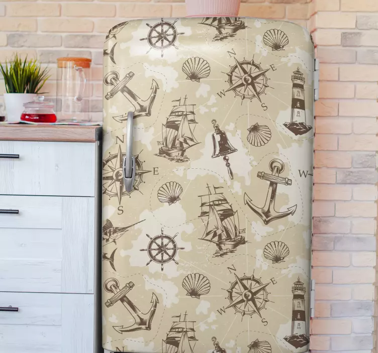 Adesivo per frigo con dettagli a tema nautico - TenStickers