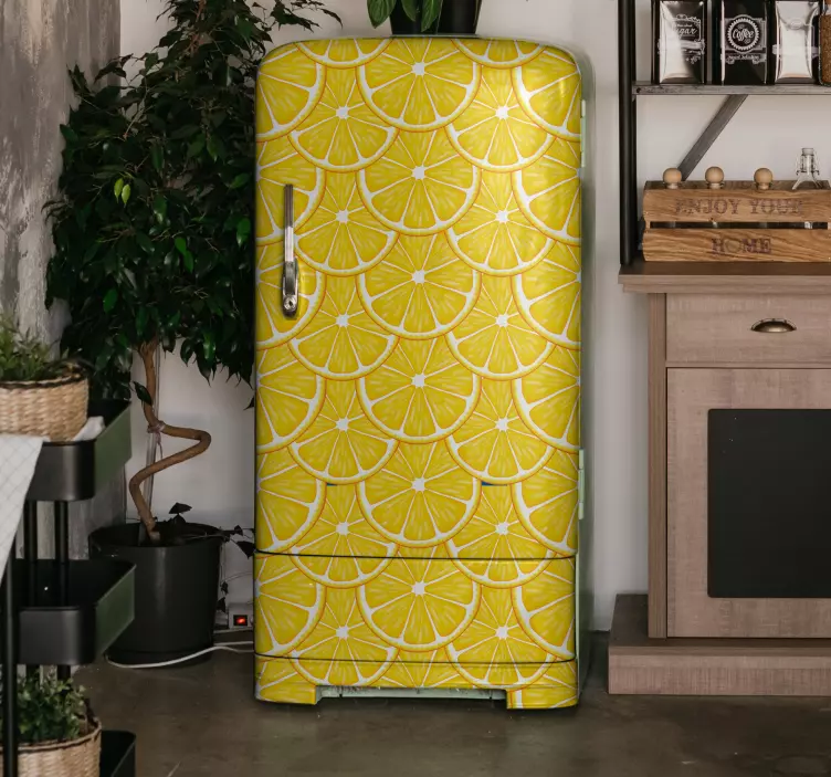 Adesivo per frigo concetto fetta di limone - TenStickers