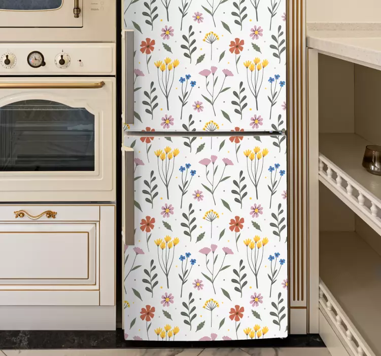 Adesivo per frigo motivo botanico bianco - TenStickers