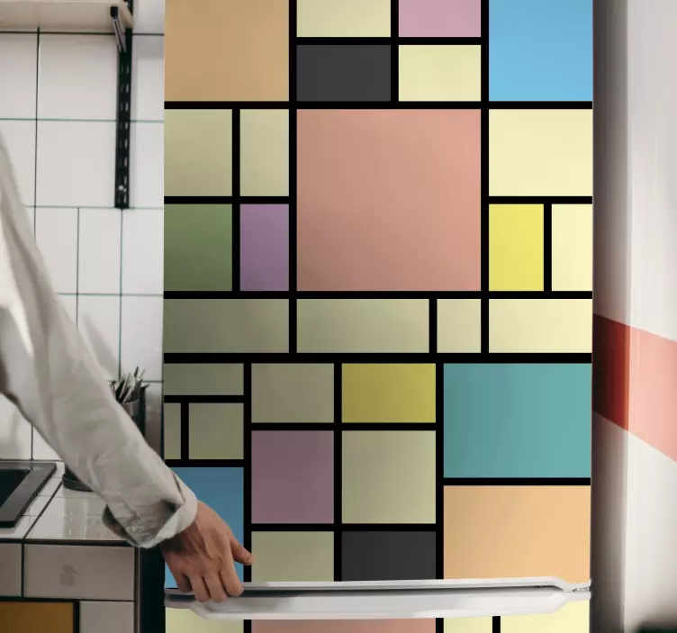 Adesivo per frigo blocchi colorati di mondrian - TenStickers