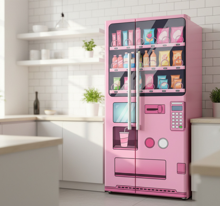 Adesivo per frigo macchina distributrice rosa - TenStickers