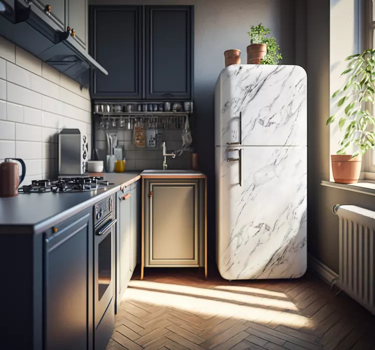 Adesivo frigo marmo bianco - TenStickers