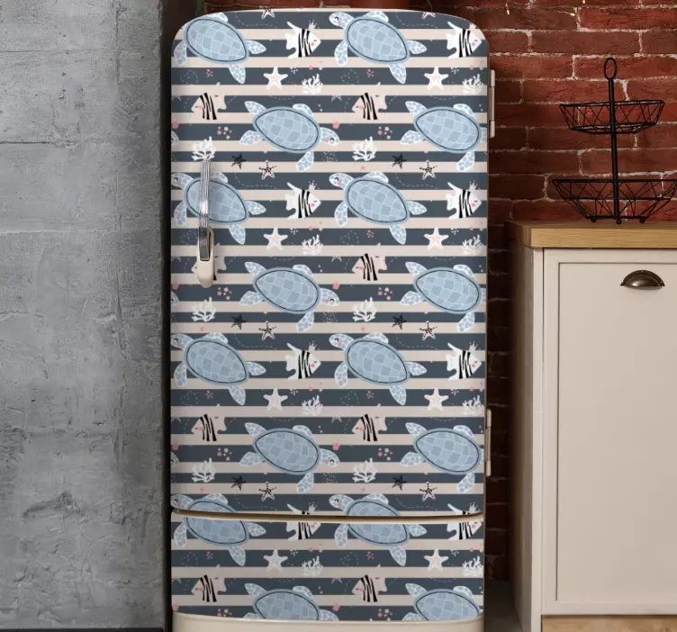 Adesivo per frigo motivo a strisce di tartaruga - TenStickers