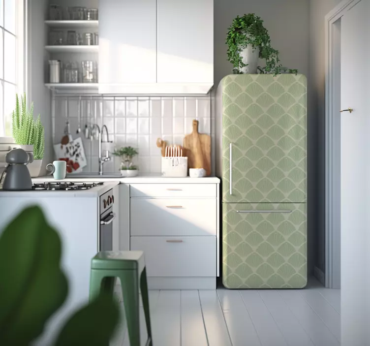 Adesivo frigo verde effetto geometrico - TenStickers