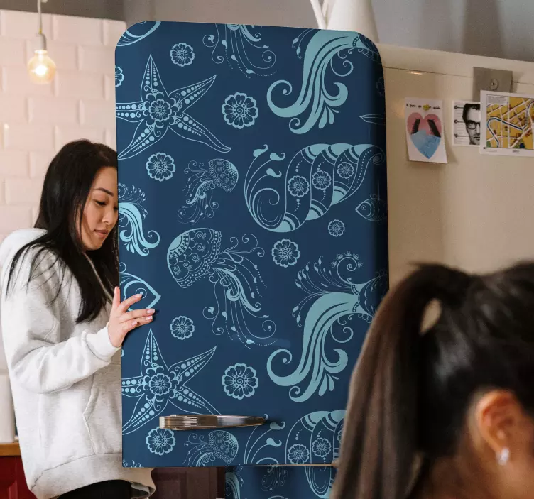 Adesivo per frigo vita marina oceanica - TenStickers