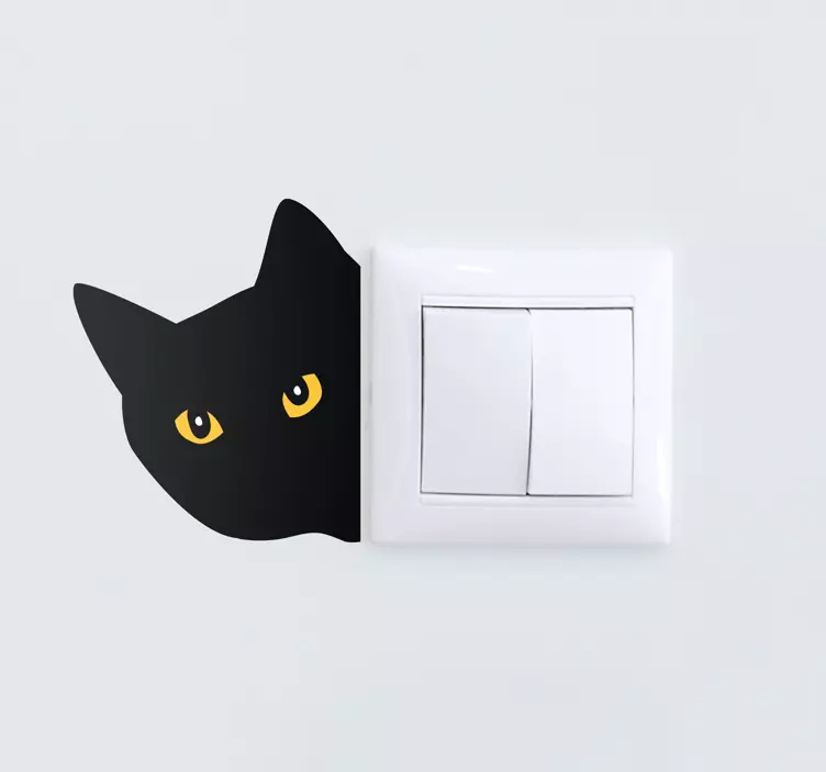 Adesivo per interruttore con gatto nero - TenStickers