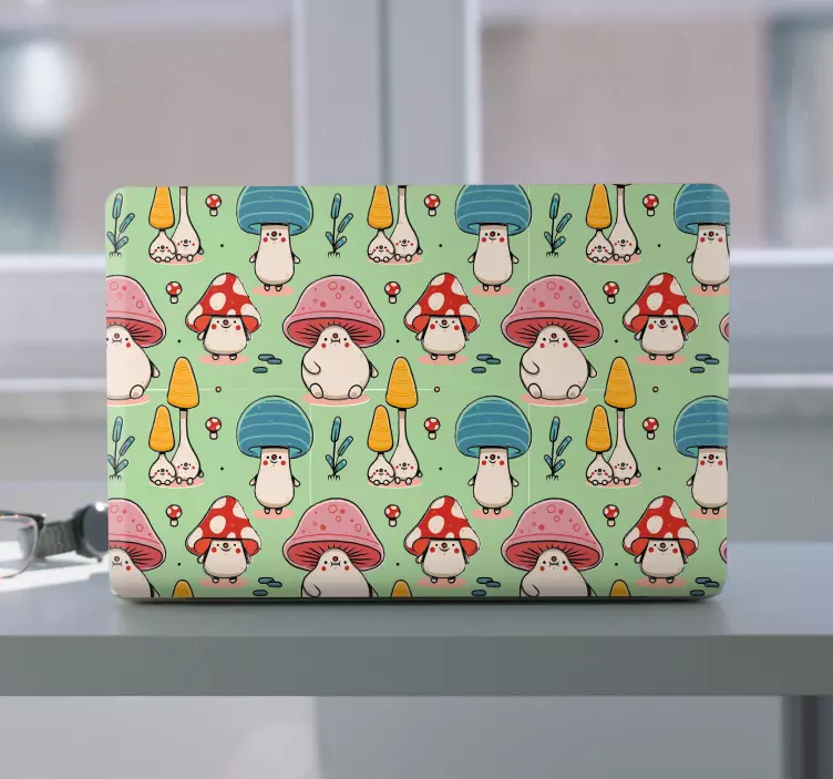 Adesivo per laptop adorabili figure di funghi - TenStickers