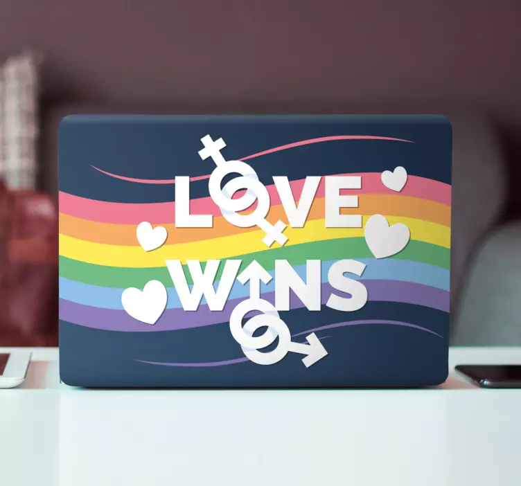 Adesivo per laptop affermazione "l'amore vince" - TenStickers
