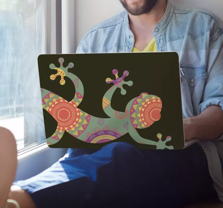 Adesivo per laptop arte di lucertole colorate - TenStickers