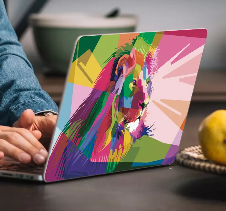 Adesivo per pc con leone colorato - TenStickers