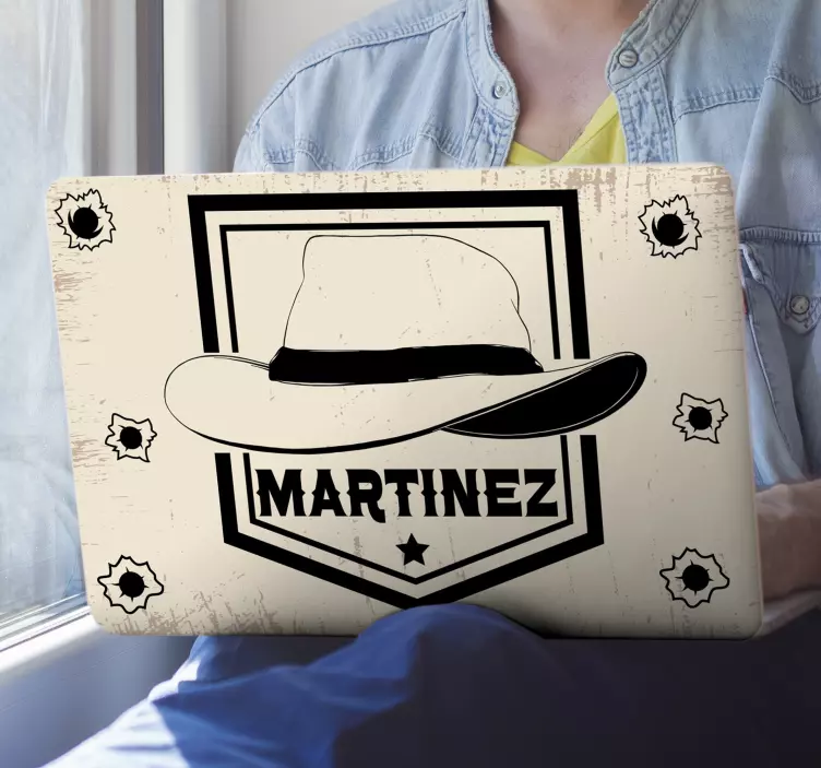 Adesivo per laptop cappello da cowboy personalizzato - TenStickers