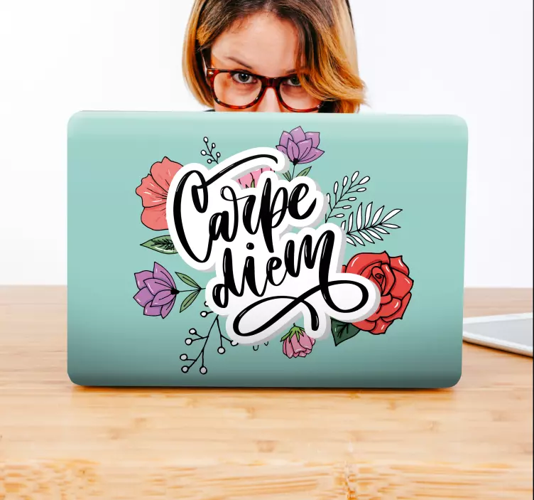 Adesivo per laptop carpe diem floreale - TenStickers