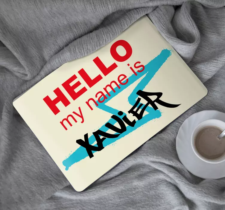 Adesivo per laptop ciao personalizzazione del nome - TenStickers
