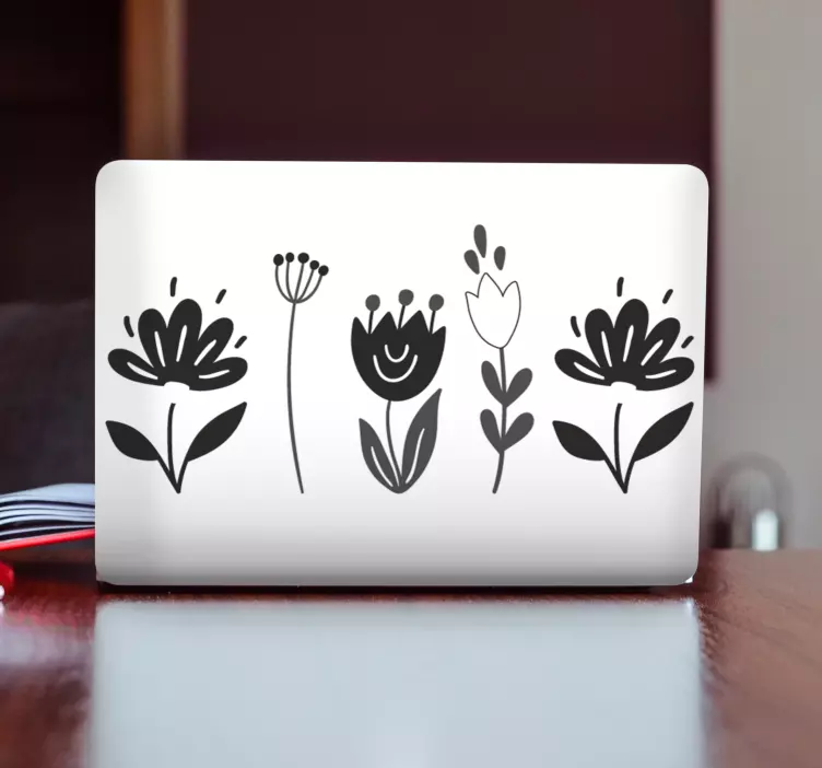 Adesivo per laptop composizione floreale stilizzata - TenStickers