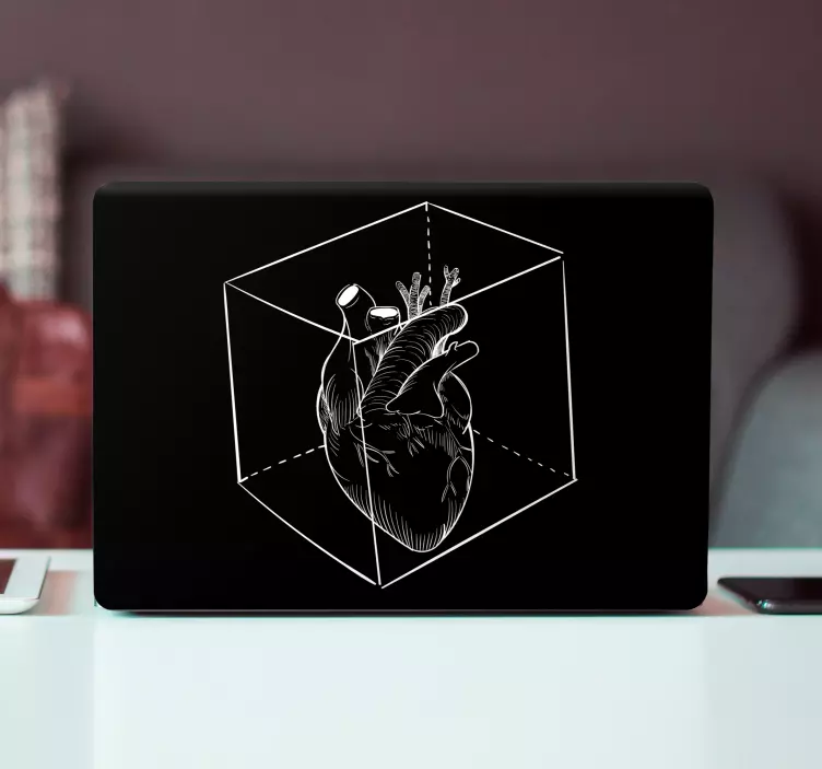 Adesivo per laptop cuore nel cubo - TenStickers