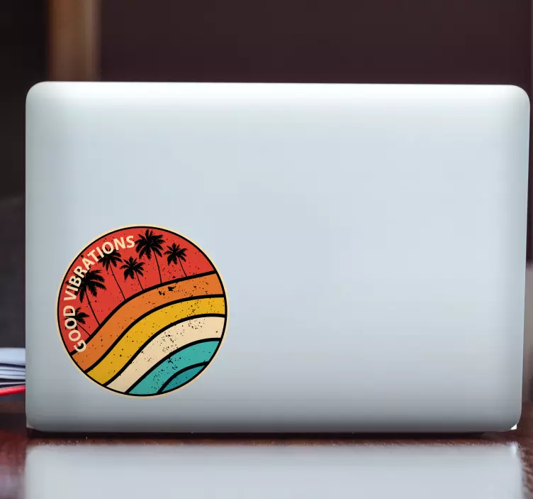Adesivo per laptop design buone vibrazioni - TenStickers