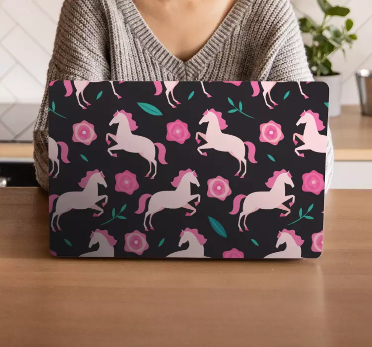 Adesivo per laptop unicorni rosa che saltano - TenStickers
