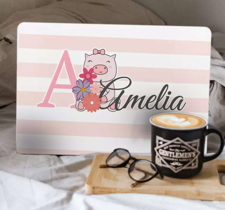 Adesivo per laptop design personalizzato del maiale - TenStickers