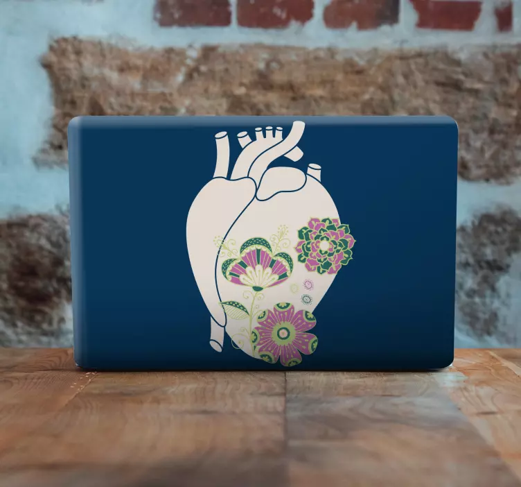 Adesivo per laptop disegno floreale a forma di cuore - TenStickers