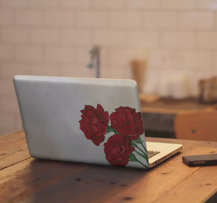Adesivo per laptop eleganti fiori di garofano - TenStickers