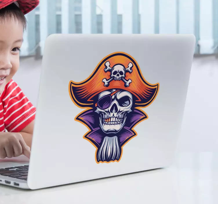 Adesivo per laptop faccia da teschio pirata - TenStickers