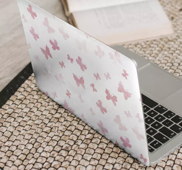 Adesivo per laptop farfalle rosa svolazzanti - TenStickers