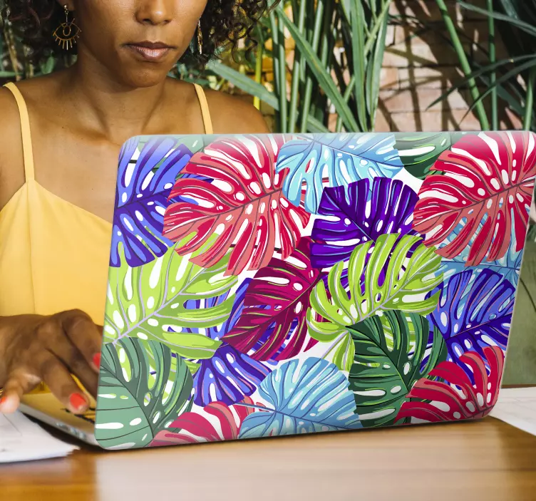 Adesivo per laptop foliage tropicale colorato - TenStickers