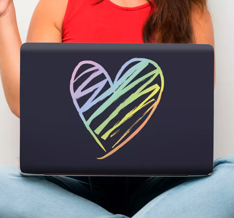 Adesivo per laptop forma di cuore vibrante - TenStickers