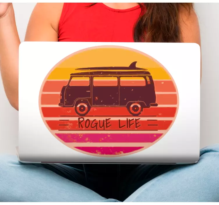 Adesivo per laptop furgone da surf vintage - TenStickers