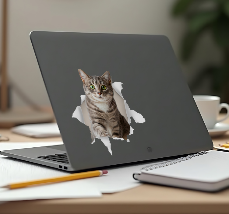 Adesivo per laptop gatto 3d - TenStickers