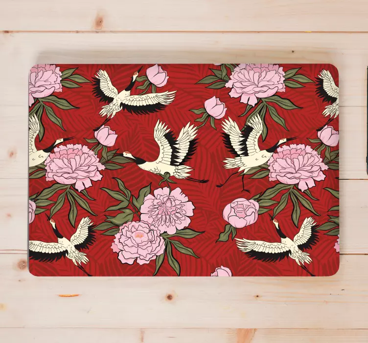 Adesivo per laptop gru con peonie - TenStickers
