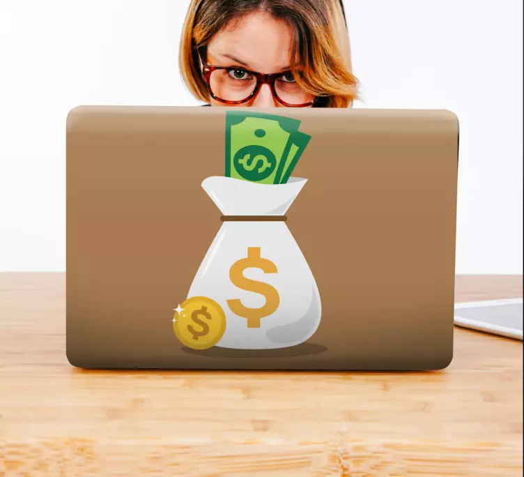 Adesivo per laptop illustrazione del sacco di soldi - TenStickers
