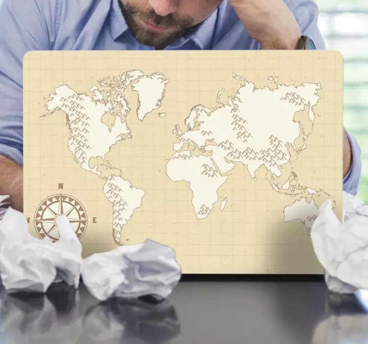 Adesivo per laptop mappa con bussola - TenStickers