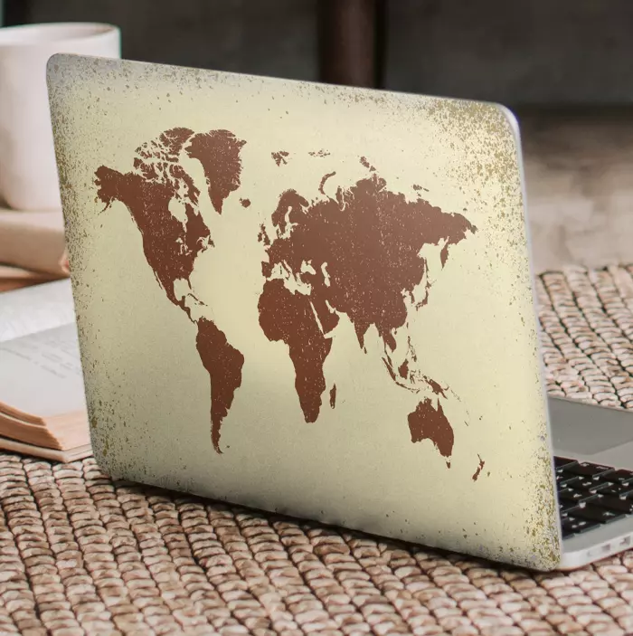 Adesivo per laptop mappa del mondo contornata - TenStickers