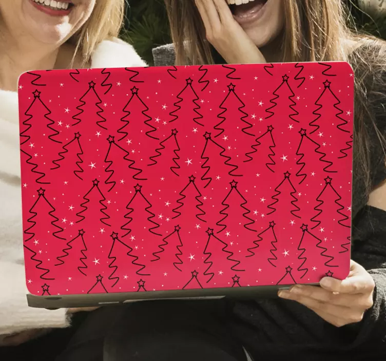 Adesivo per laptop modello di albero festivo - TenStickers